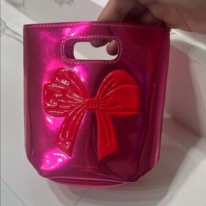 Bath & Body Works Vibrant Pink Bag with Bold Red Bow